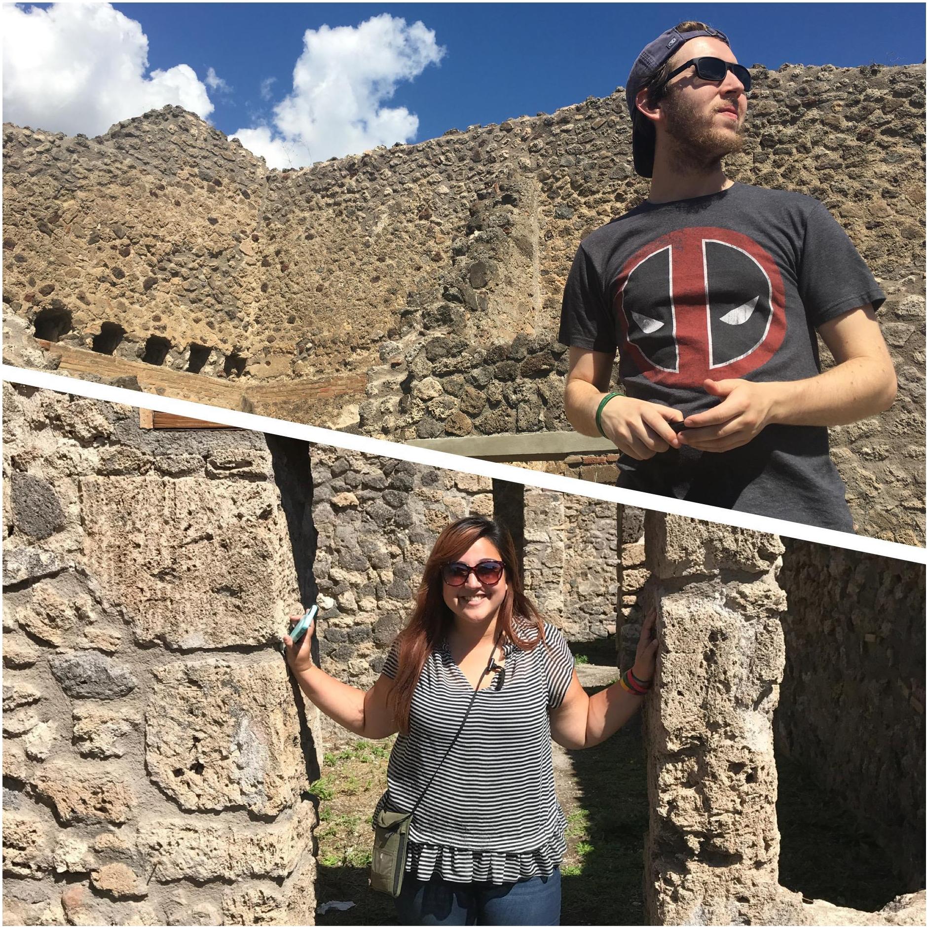 Exploring the ruins of Pompeii, Italy