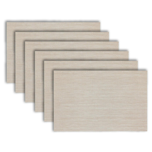Dainty Home Natural Shimmer Woven Vinyl Reversible Rectangular Placemat Set Of 6 - Ivory