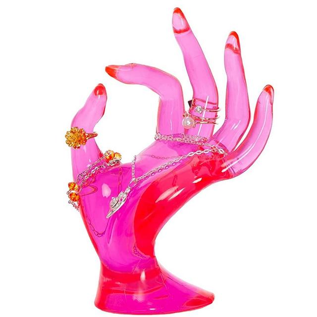 Maxsirui Hand Form Ring Holder Jewelry Display Organization Rack Bracelet Ring Watch Stand Support Aesthetic Decor Y2k Room Decor(Rose Red)