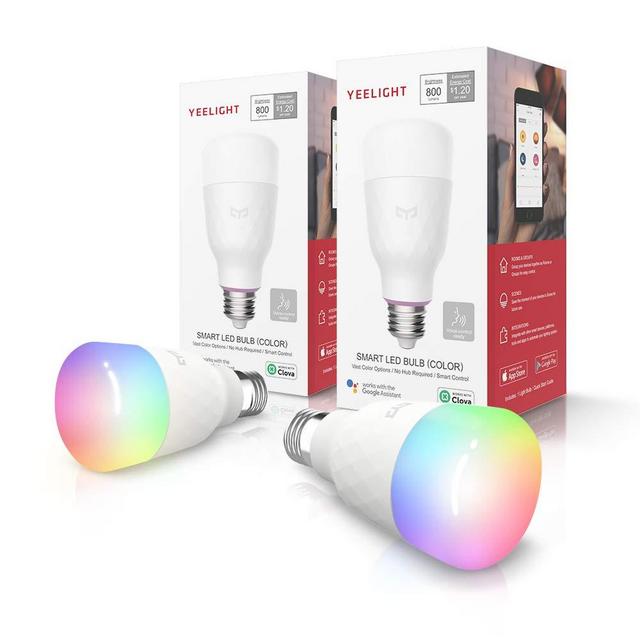 2 Pack Yeelight Smart Light Bulb, Multicolor, Dimmable, App & Voice controll Wi-Fi Smart Color Changing Light Bulb, Alexa Compatible, no hub Required, A19 60W Equivalent Smart Home RGB LED Bulbs