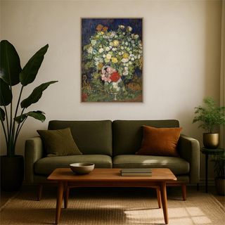 Bouquet of Flowers in a Vase (1890) Print Framed Canvas Wall Art