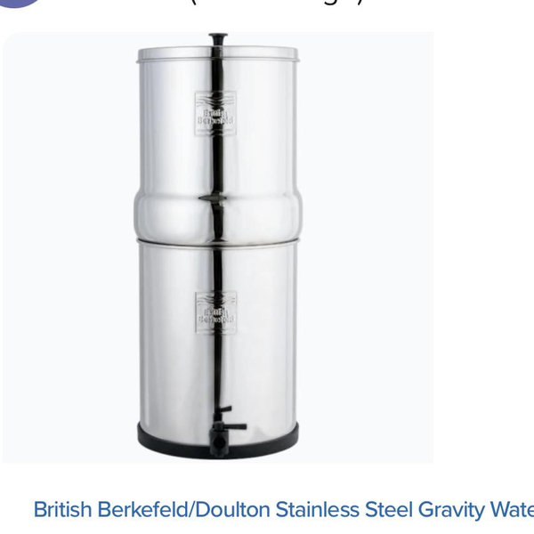 British Berkefeld/Doulton Stainless Steel Gravity Water Filter
