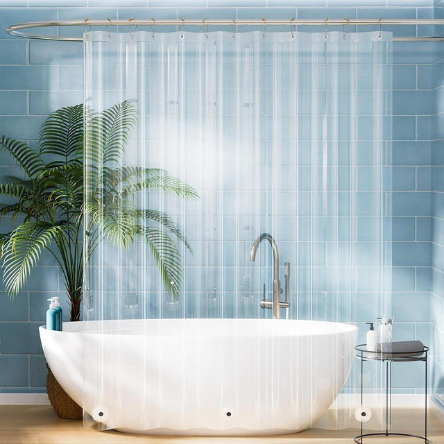 Titanker Plastic Shower Curtain Liner, Clear Shower Liner PEVA 72x75 Lightweight Waterproof Shower Curtains for Bathroom with Magnets and Rustproof Grommets