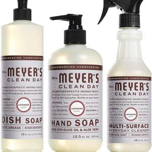 Mrs. MEYER'S CLEAN DAY Kitchen Basics Set, Includes: Multi-Surface Cleaner, Hand Soap, Dish Soap, Lavender Scent, 3 Count Pack