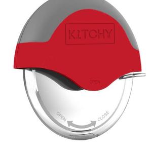 KITCHY - Kitchy Pizza Cutter Wheel with Protective Blade Guard, Super Sharp and Easy To Clean Slicer, Stainless Steel (Red)