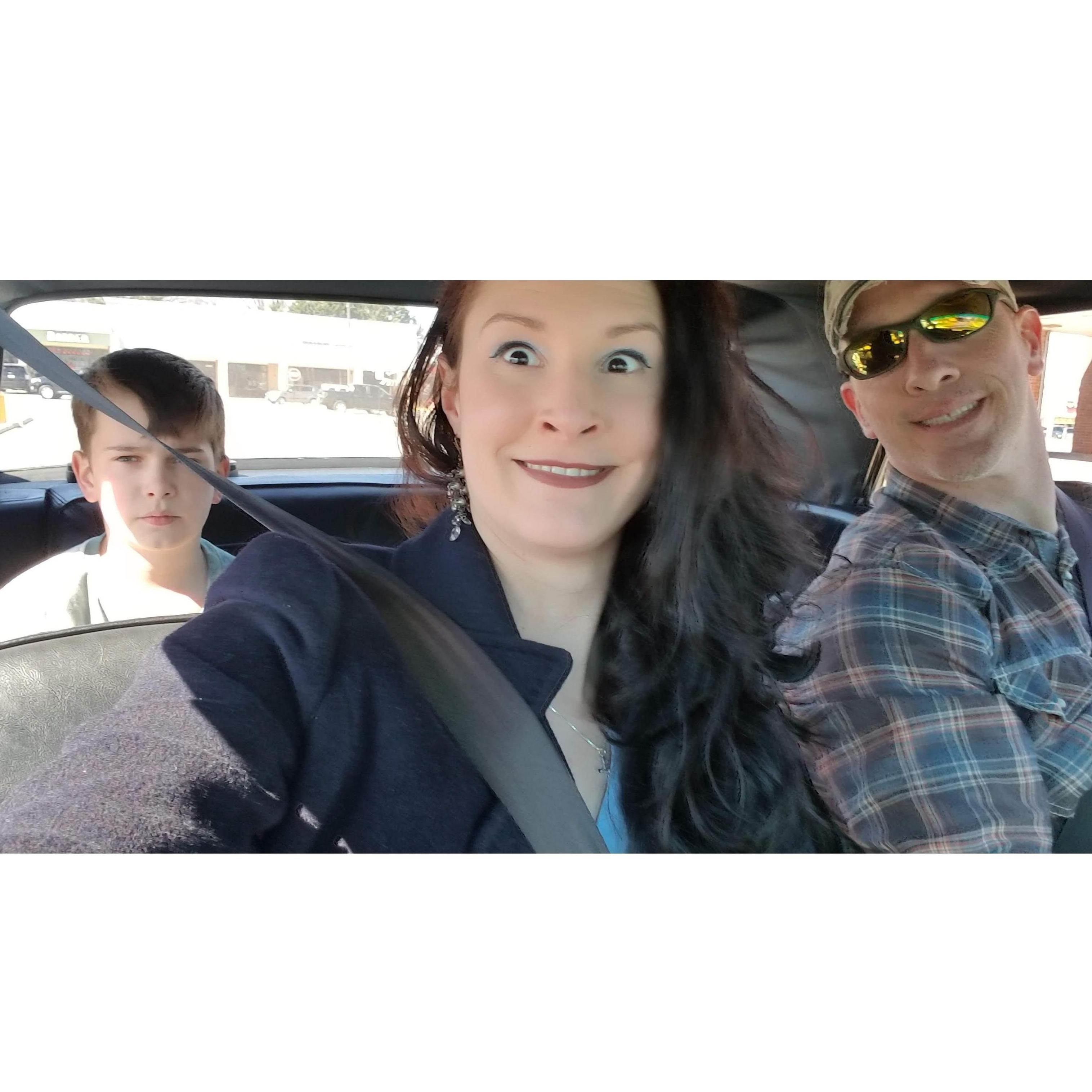 Taking the '68 Mustang for a drive. Blake was thrilled to go LOL