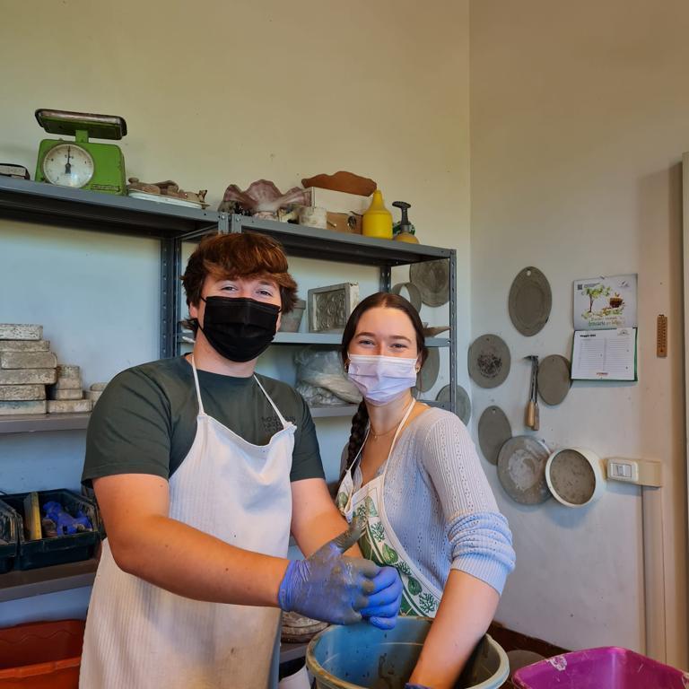 Volunteering at an art school in Italy.