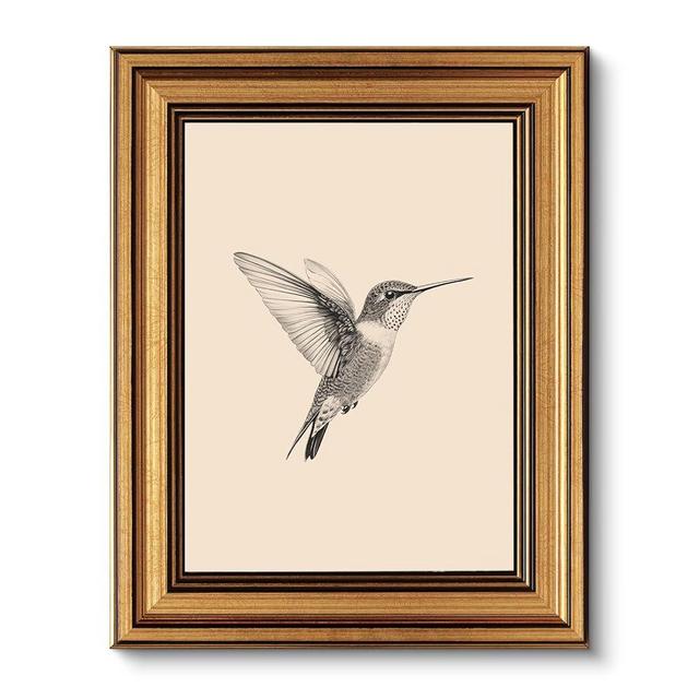 VIYYIEA Vintage Gold Framed Wall Art for Living Room, Birds Canvas Prints Home Decor, Sketch Painting Picture, Bedroom Wall Decor Gifts for Friends or Family -【Hummingbird】-(10L x 8W)