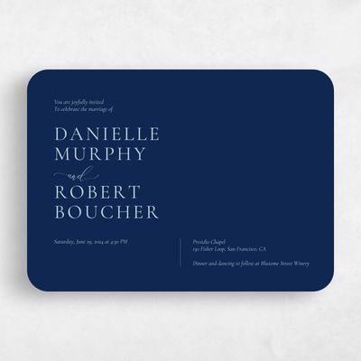 Blue Rounded Wedding Invitation - Barnell Landscape