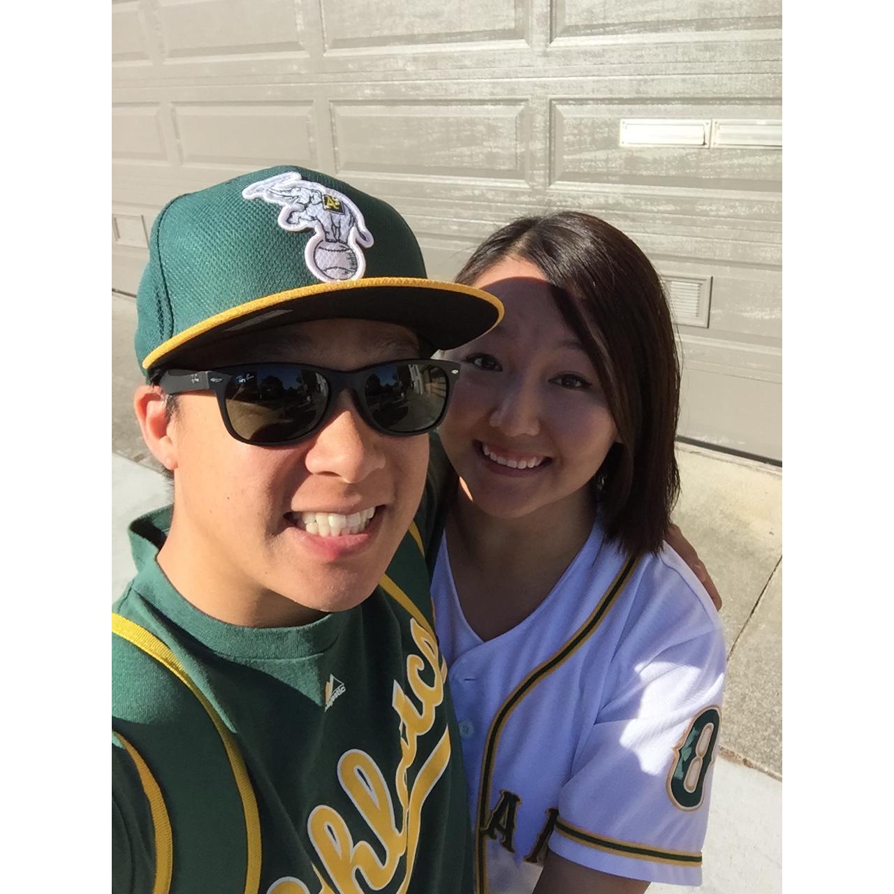 First baseball game together! #GoOakland