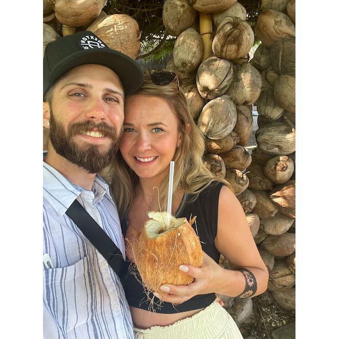 Drinking coconut water out of a coconut and getting cultural artificial tattoos. May 15th, 2023