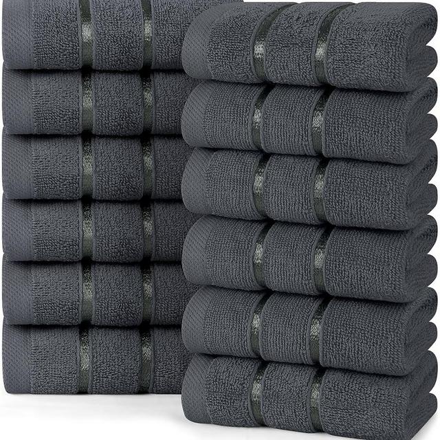 Utopia Towels - 12 Pack Viscose Luxury Wash Cloths Set (12 x 12 Inches) 100% Cotton Ring Spun, Highly Absorbent and Soft Feel Essential Washcloths for Bathroom, Face Towel, Gym and Spa (Grey)
