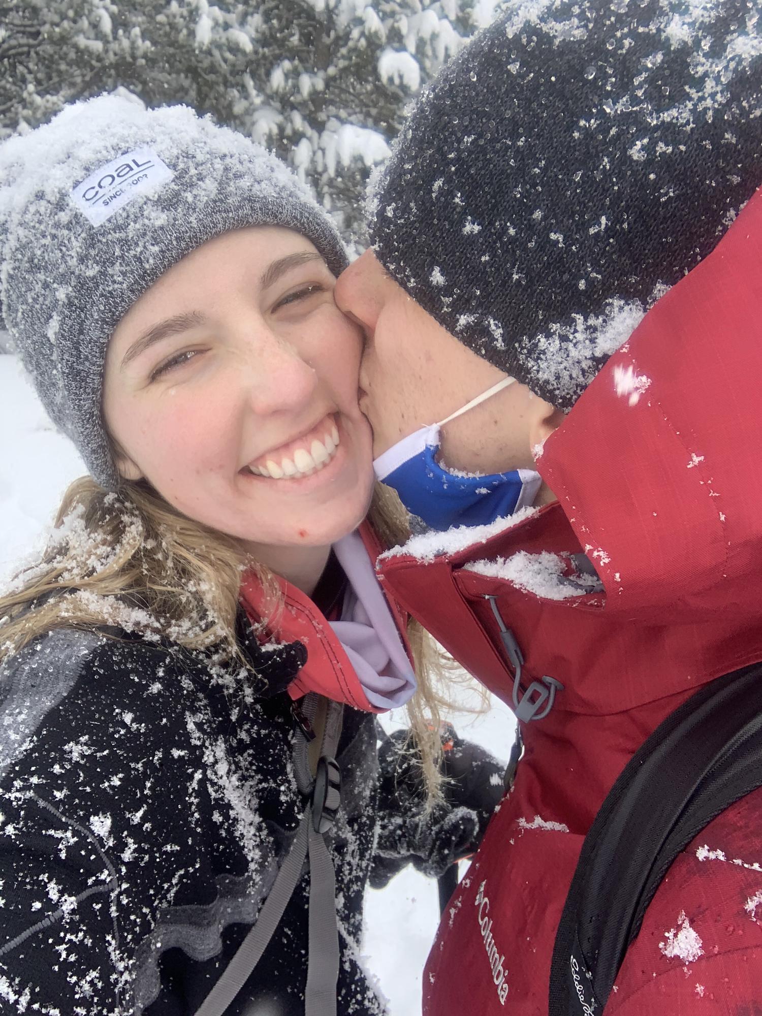 Snowshoeing at Taggart Lake in Jackson, WY.