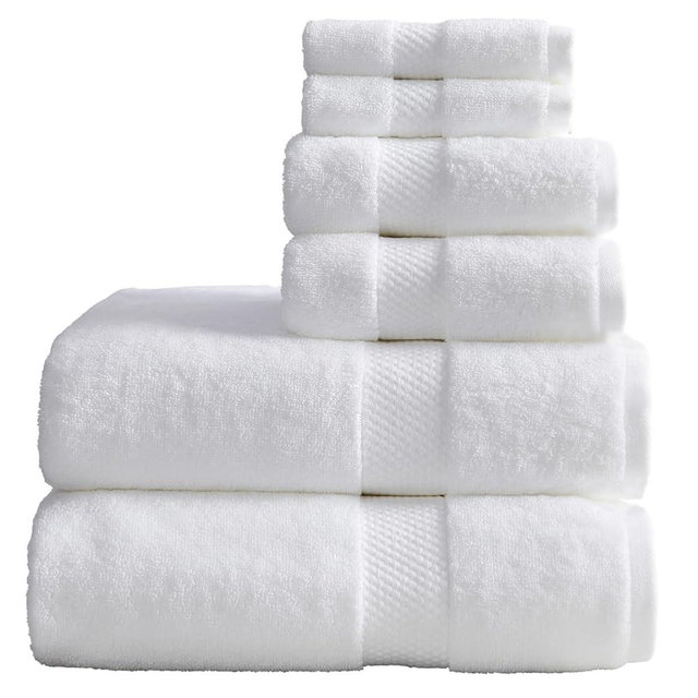 Springtree Home White Bath Towels Set of 6 | Classic Hotel Bath Towels | 100% Combed Cotton | Absorbent Quick-Dry Towels for Bathroom | Oeko-TEX® Standard 100 Cotton | Cynewski Collection - White