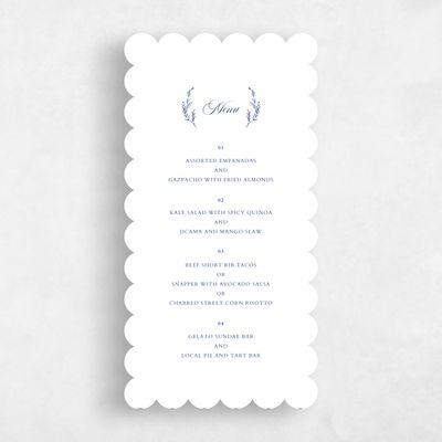 Blue Scalloped Wedding Menu - Eleanora