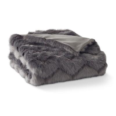 Faux Fur Throw, Chevron Muskox