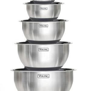 Viking 10-Piece Stainless Steel Mixing Bowl Set with Lids, Black