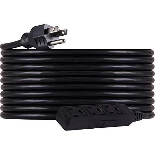 UltraPro, Black, GE 25 ft Extension, 3 Outlet, Heavy Duty, Indoor/Outdoor, Grounded, Double Insulated Cord, UL Listed, 36825