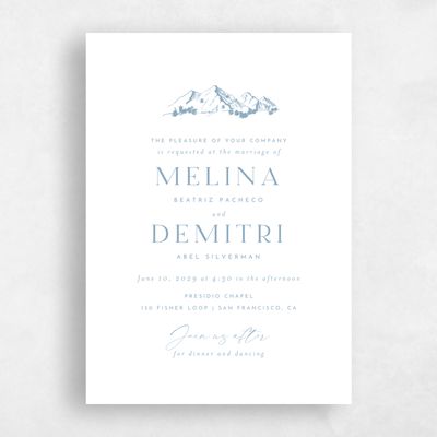 Blue Wedding Invitation - Crispin Portrait
