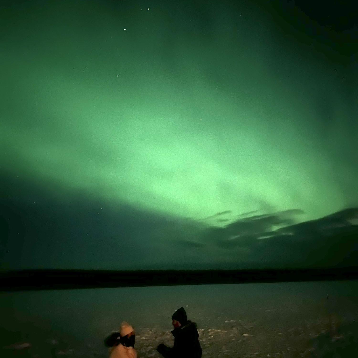 Robert proposing under the Northern Lights in Finland, December 2023 (yes, it was perfect!!)