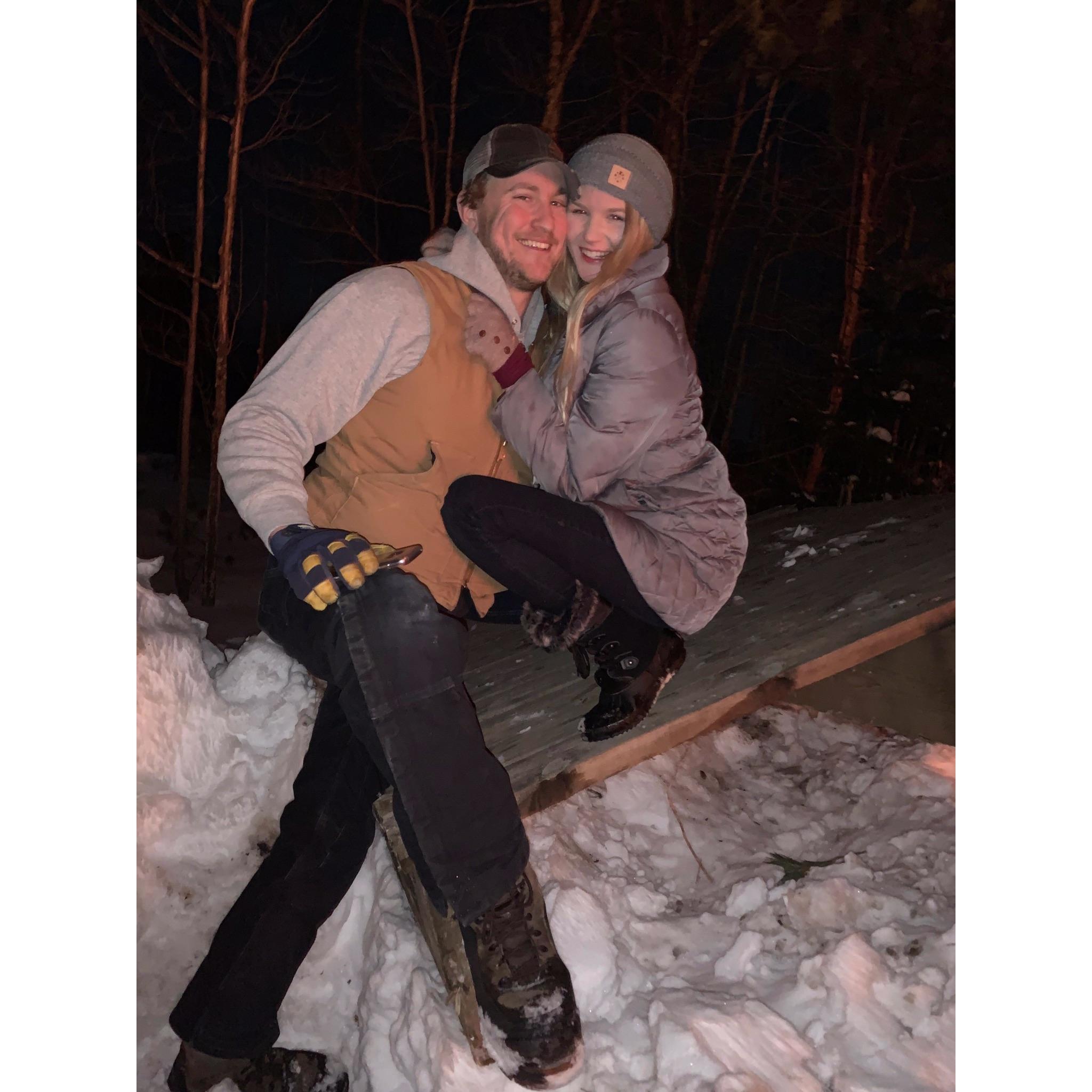 The Annual winter bonfire on Madeline Island!