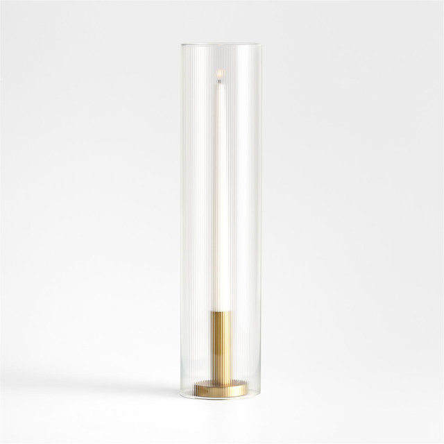 Clear Fluted Glass Taper Candle Holder Sleeve Short 17"