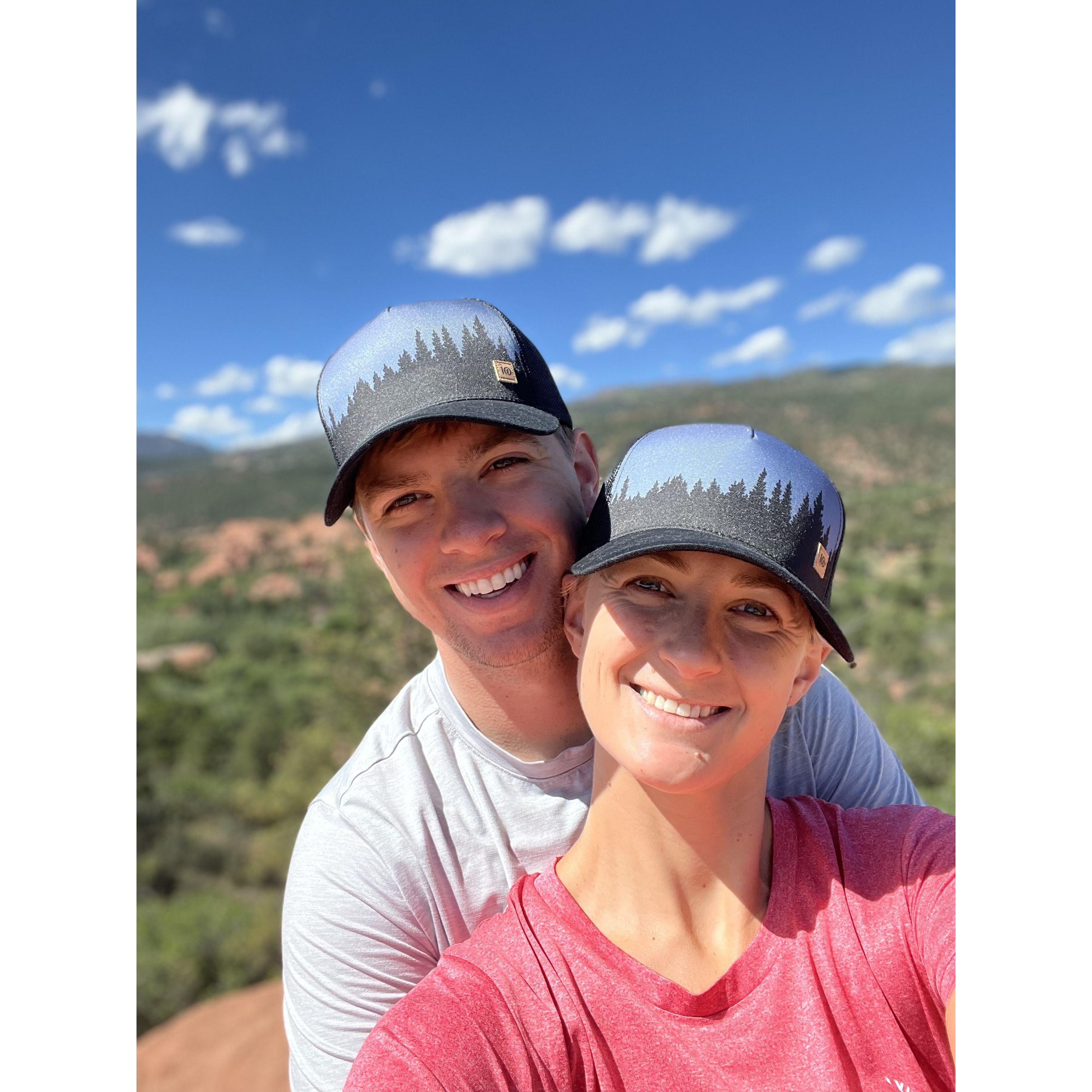 That time we got matching trucker hats while hiking at Garden of the Gods in Colorado...