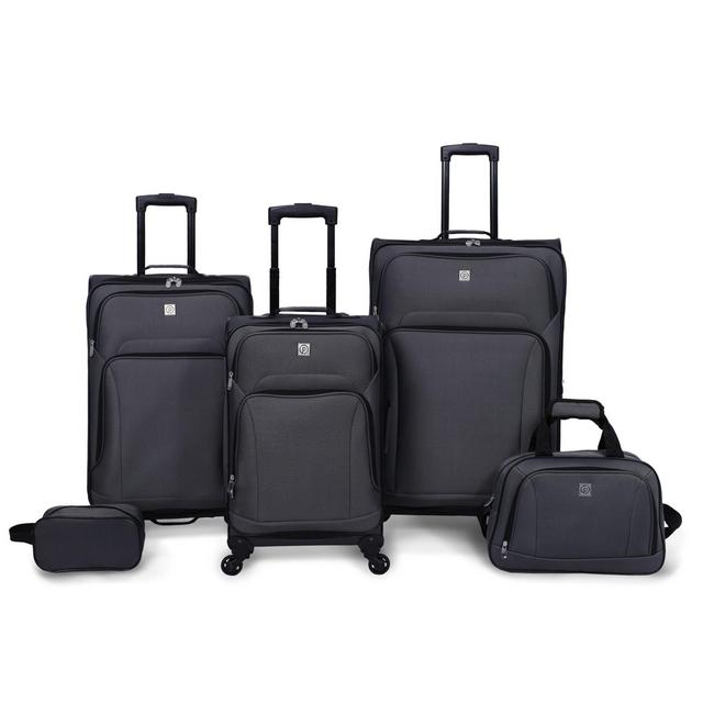 Protege 5 Piece Spinner Luggage Set, Gray, Includes 28" and 25" Check bags, 21" Carry-on