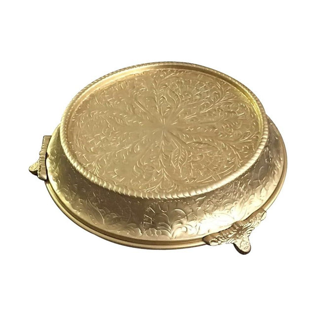 GiftBay 18 inch Round Tapered Gold Wedding Cake Stand, Hand Crafted, Embossed, Durable Build