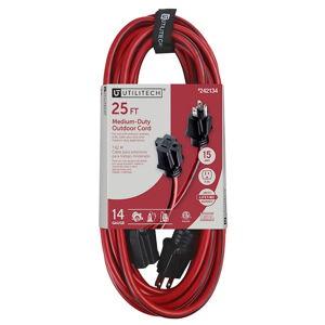 Utilitech 25-ft 14 / 3 Medium Duty 3 Prong Red and black Outdoor Extension Power Cord