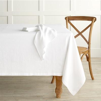 Italian Washed Linen Tablecloth, 70 X 108", White