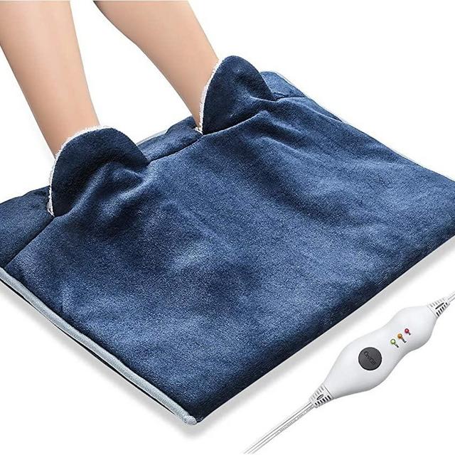 Heating Pad, Electric Heated Foot Warmer Soft Flannel with 2h Auto Off & 3 Temperature Settings Full Body Use for Feet, Hands, Back, Shoulders, Abdomen, Pain Relief, Cramps, Pocket Design 16" x 22"