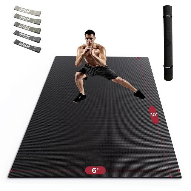 HAPBEAR Extra Large Exercise Mat-7'x5'/6'x8'/6'x9'/6'x10'/6'x12'x8mm(1/3 inch),Non-Slip, Ultra Durable, Thick Workout Mats for Home Gym Flooring Cardio, Yoga Mats for Fitness, High-Density Exercise Mat, Shoes-Friendly