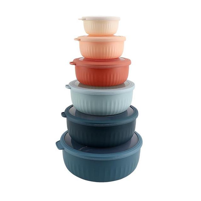 COOK WITH COLOR Prep Bowls with Lids- 12 Piece Nesting Plastic Small Mixing Bowl Set with Lids