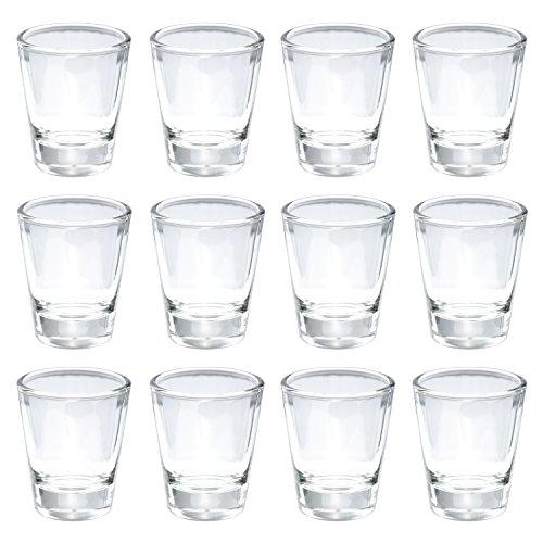 Thirsty Rhino Karan, Round 1.5 oz Shot Glass with Heavy Base, Clear Glass, Set of 12
