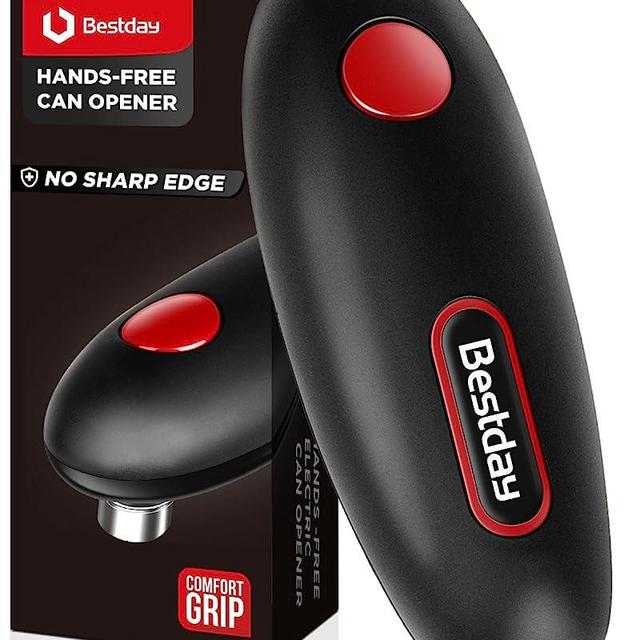 Electric Can Opener for kitchen, Battery Powered Can Opener with Smooth Edge, Small Portable One Touch Automatic Can Opener with Stainless Steel Blade for Camping, Gifts for Seniors with Arthritis