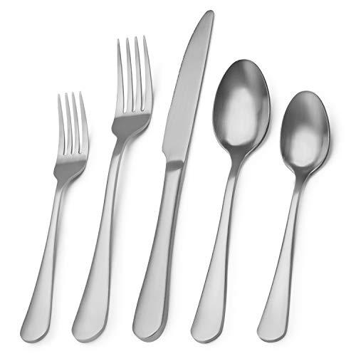 Matte Silverware Set, 20-Piece Stainless Steel Flatware Set,Kitchen Utensil Set Service for 4,Tableware Cutlery Set for Home and Restaurant, Dishwasher Safe…