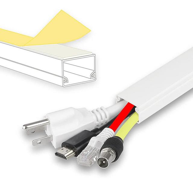 315” Cord Cover + 32 Pcs Connectors for Max 4 Cables Cable Raceway Cable Concealer Cord Management Kit Wire Cord Hider Cable Organizer On Wall Black and Self Adhesive Channel
