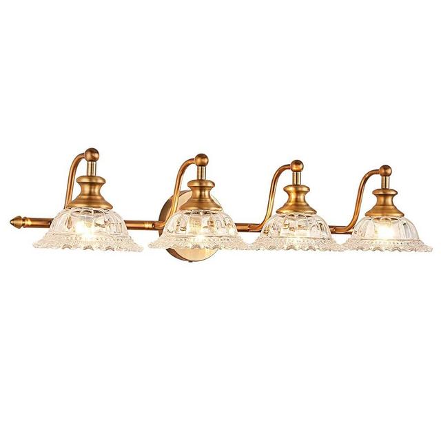 XIEDUN Bathroom Light Fixtures 4 Lights Bathroom Vanity Lighting Fixtures Matte Brass Vintage Vanity Light Fixture Vanity Lights for Bathroom