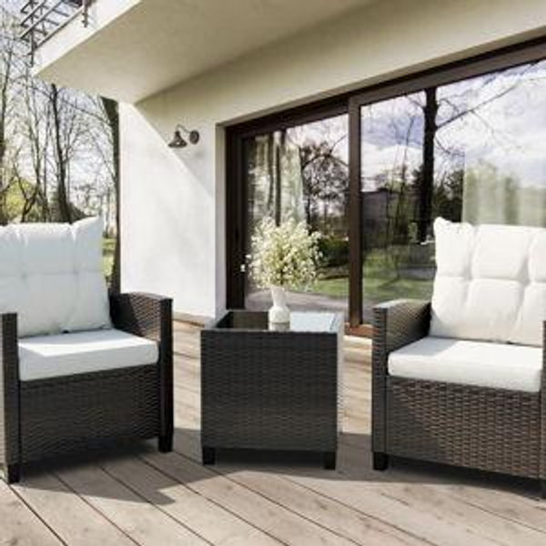 Arlayne 2 - Person Outdoor Rattan Patio Set with Cushions - Beige/Brown