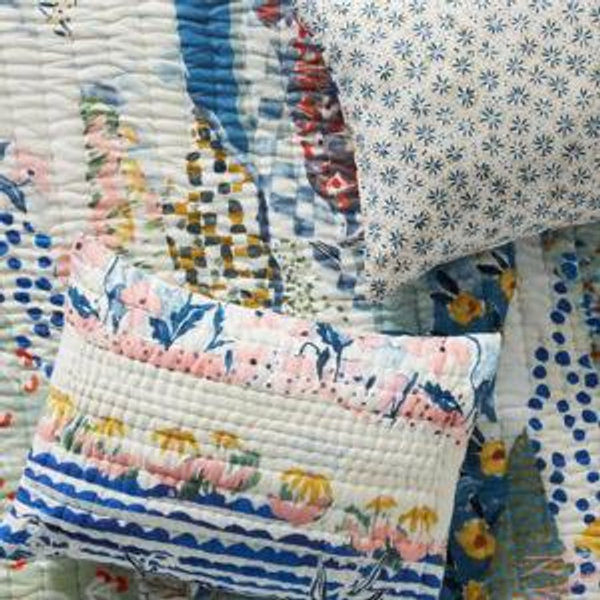 Cotton Voile Printed Pillow Shams, Set of 2 | color: Rosalind, King Shams