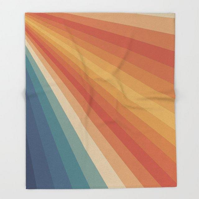 Retro 70s Sunrays Throw Blanket