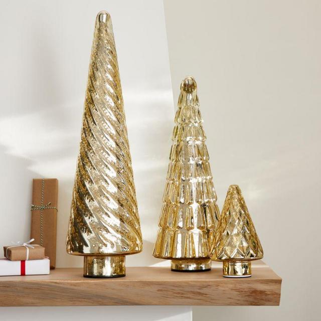 Antique Glass Gold Lit Trees