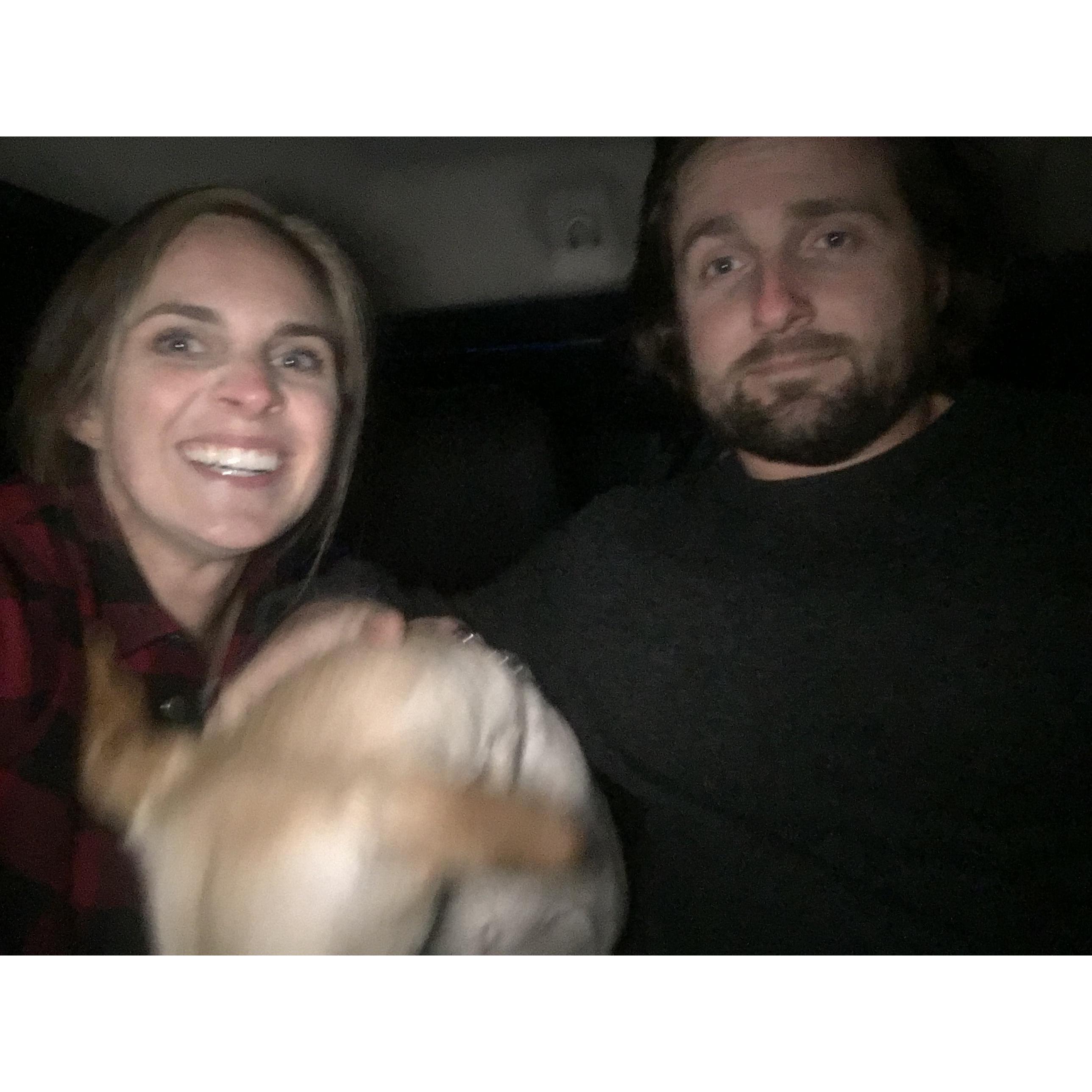 Matt and Kristi were in car accidents on the way to Matt asking Kristi’s Dad to marry her AND right before the proposal. Kristi took this photo in the tow truck of the first wreck.