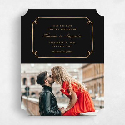 Black Ticket Wedding Save the Date - Pienza Photo