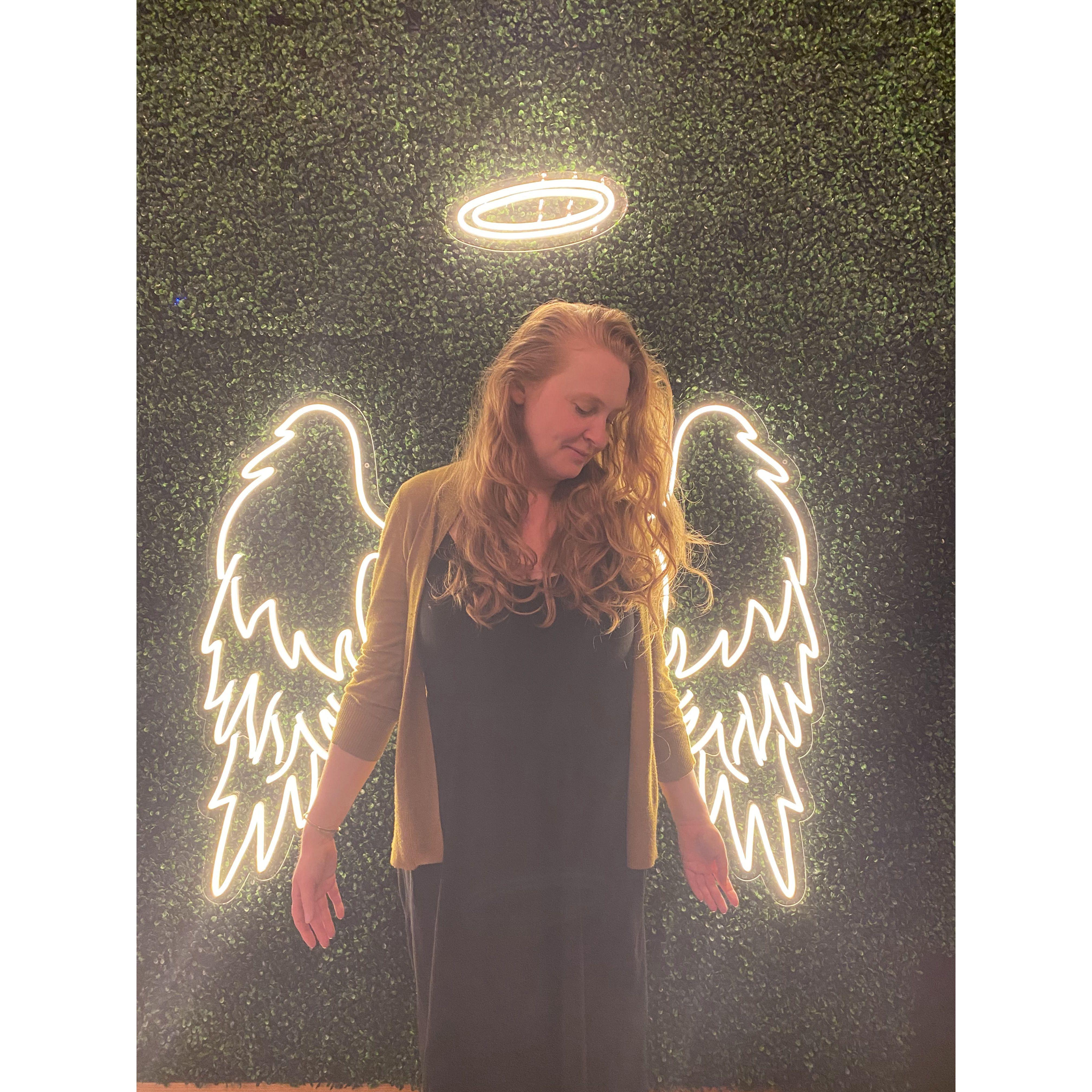 Marissa is trying to be a goth angel.