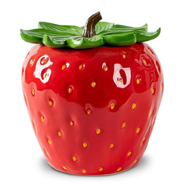 dgudgu Strawberry Candy Jar With Lid Red Candy Container Ceramic Candy Jar With Lid For Candy Buffet