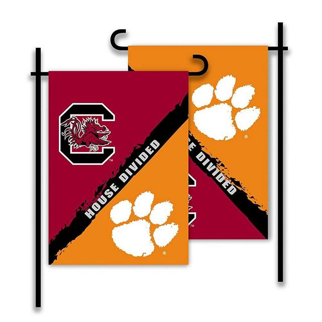 NCAA Clemson Tigers House Divided 2 Sided Garden Flag, Orange
