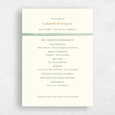 Celadon Green Wedding Program - Harbor