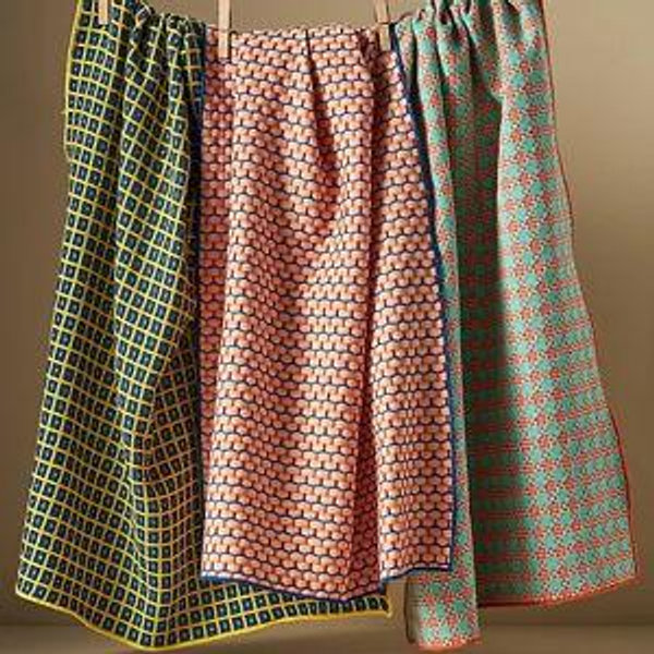 Woven Geo Jacquard Dish Towels, Set of 3